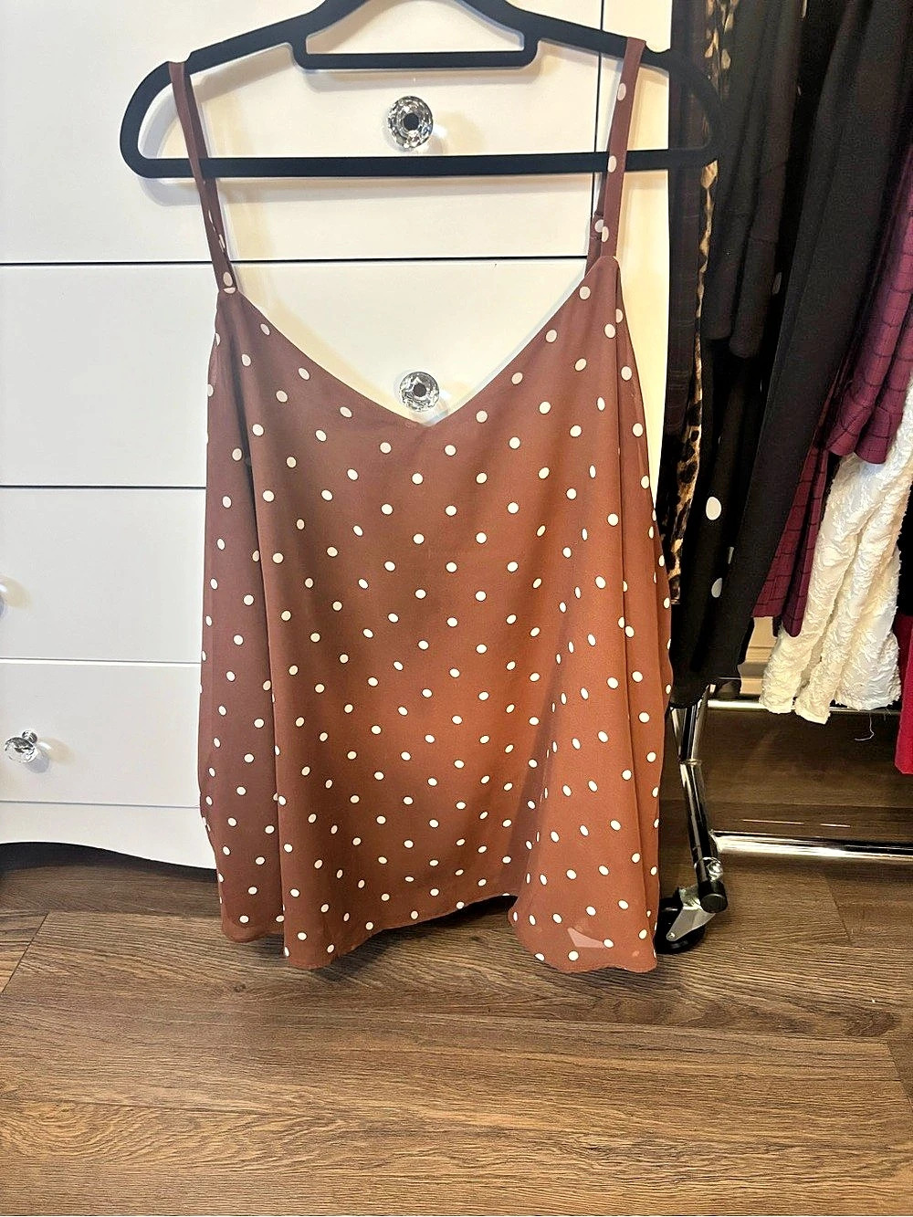 Brown & White Polka Dot Camisole Like New